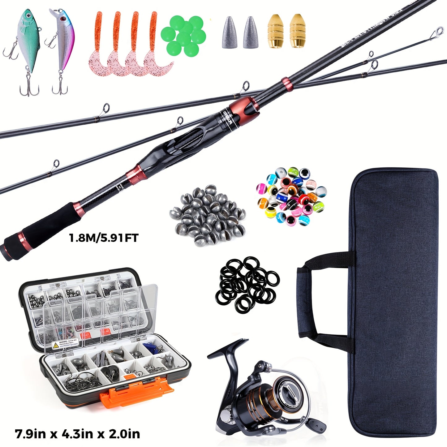 Fishing Rod And Reel Combo with Tackle Box