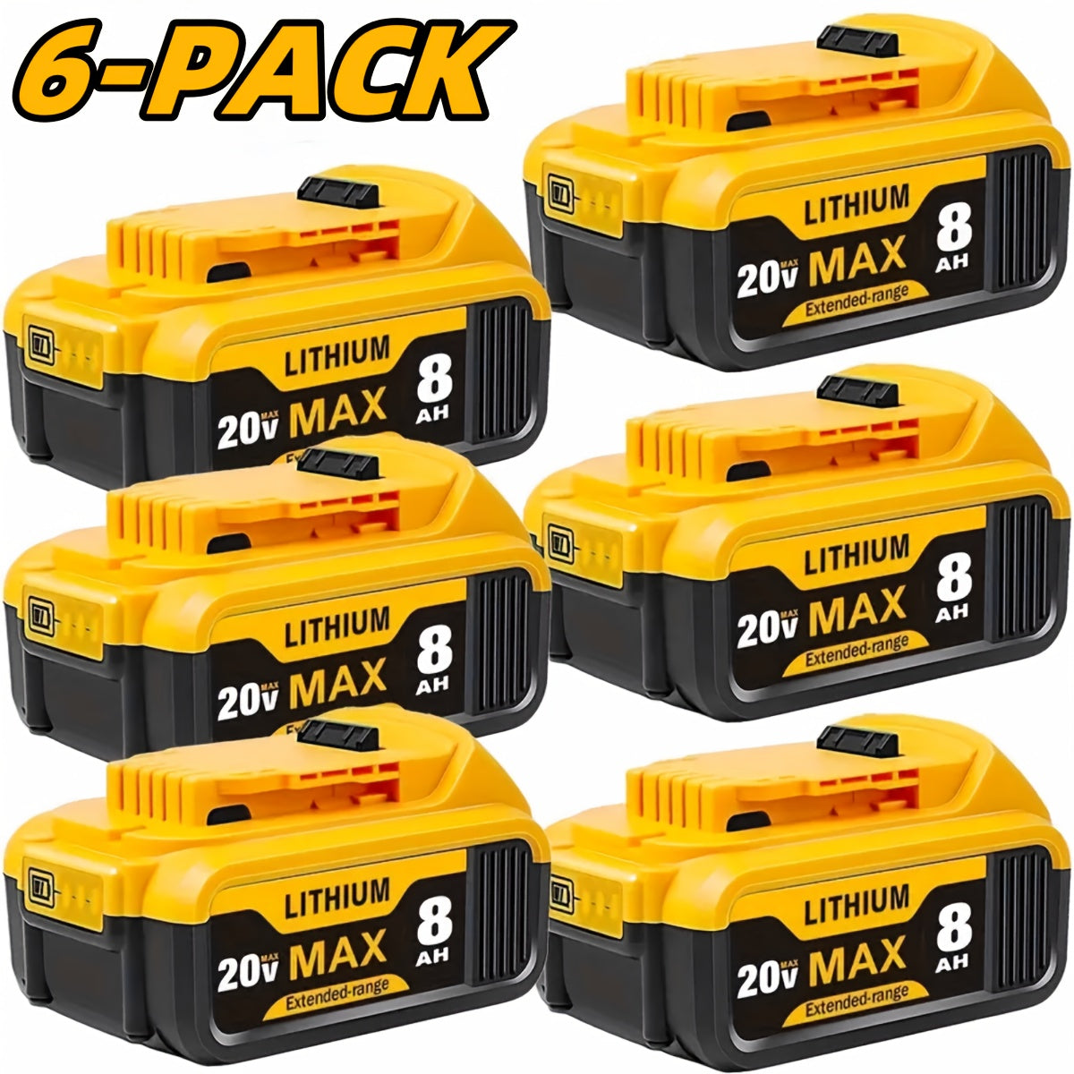 Multiple 20V lithium ion batteries arranged together