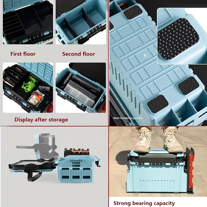 Fishing Tackle Box with Rod and Cup Holders