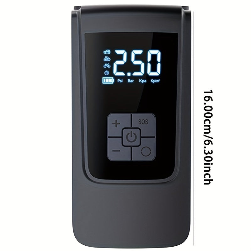 Digital pressure display on portable tire air pump
