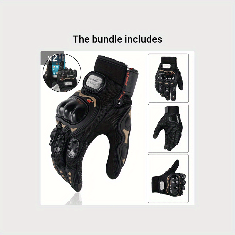 Unisex all-season motorcycle gloves front and back view