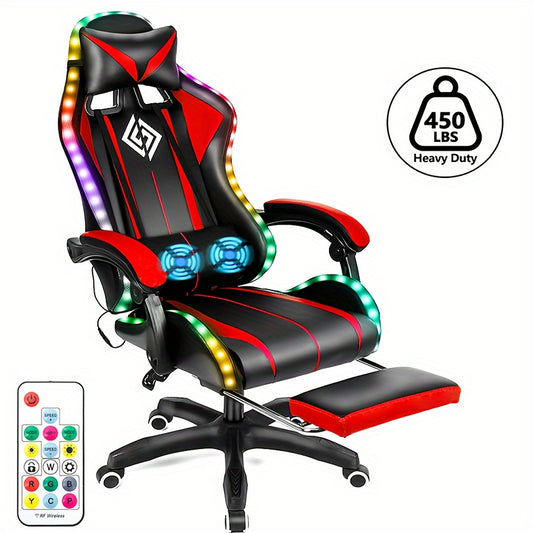 RGB Gaming Chair with LED Lights and Massage