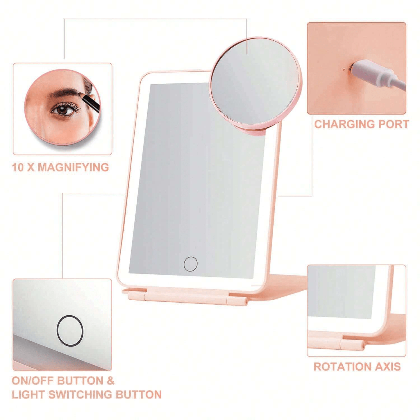 Travel Makeup Mirror with 10X Magnifying Mirror