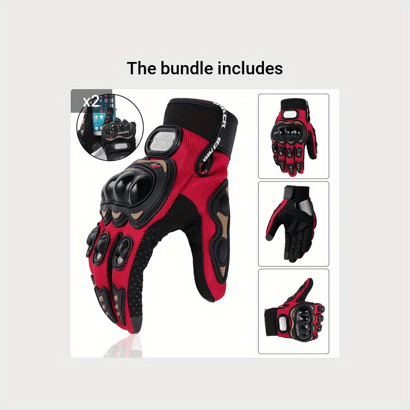 Unisex all-season motorcycle gloves front and back view
