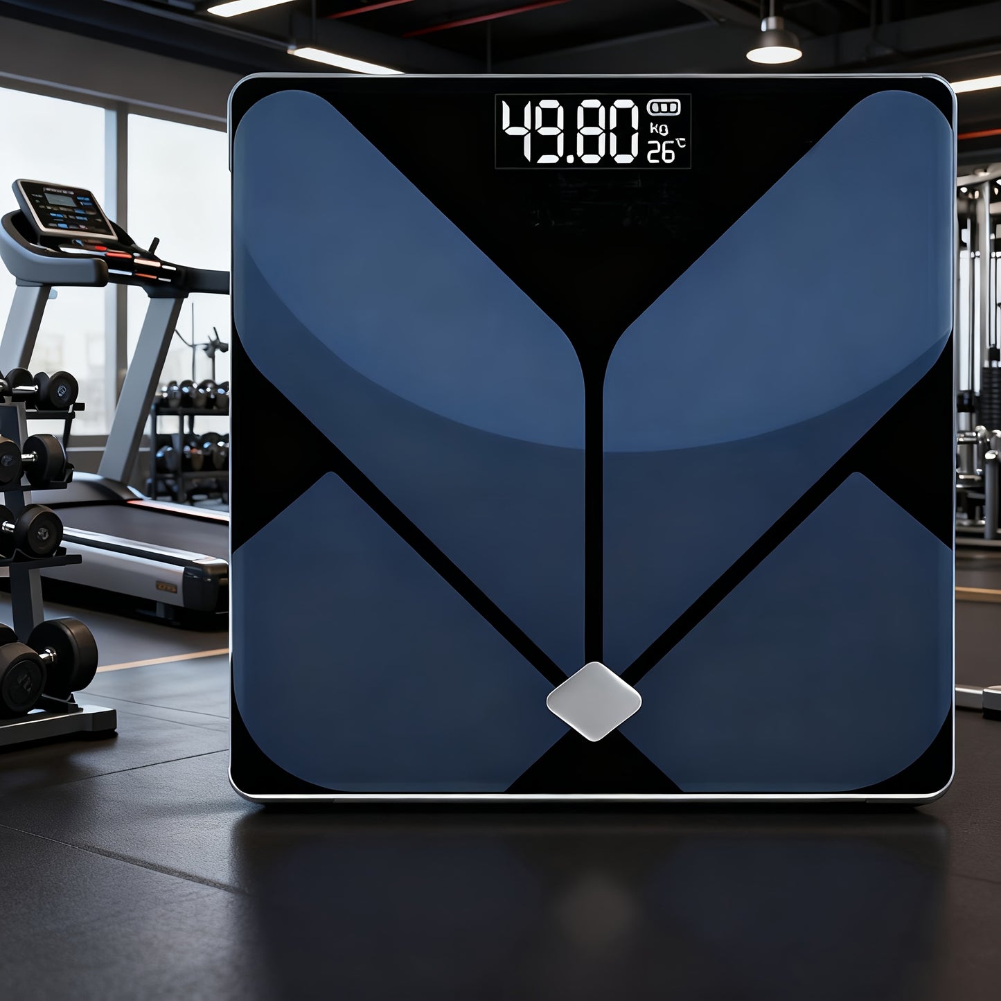 Slim digital bathroom scale with tempered glass surface