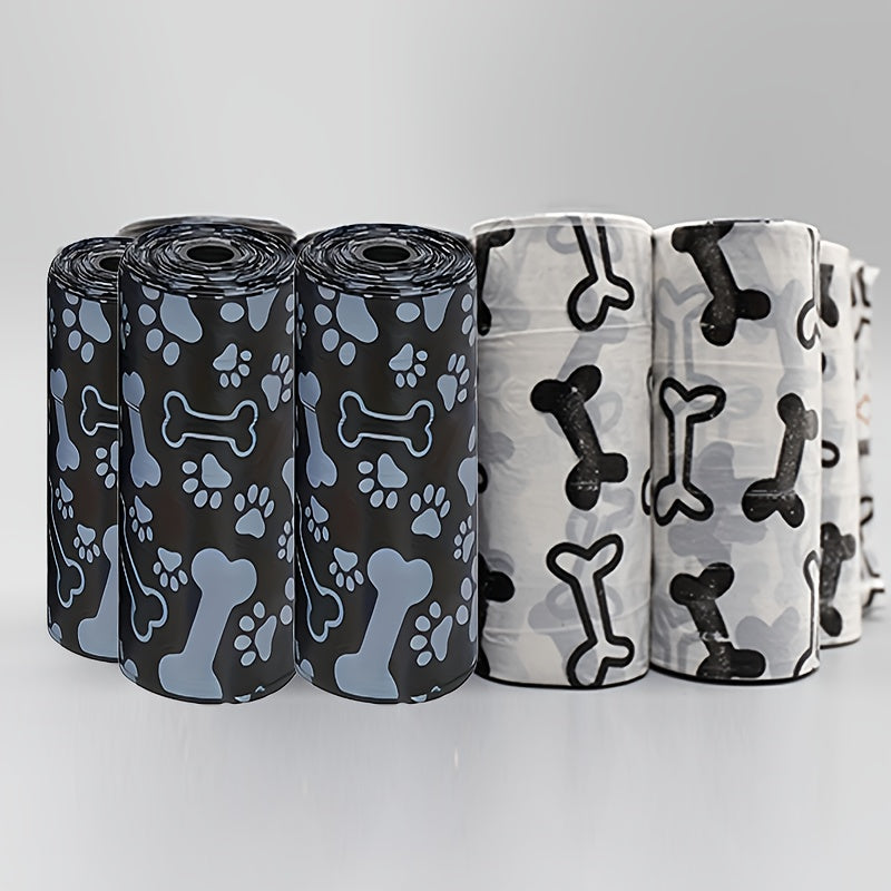 Leakproof dog poop bags with paw print pattern