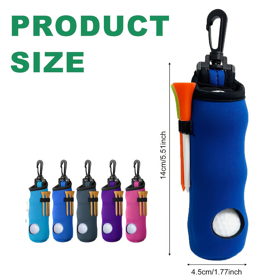 Neoprene Golf Ball Holder Pouch with Hook – Portable Golf Accessory Bag