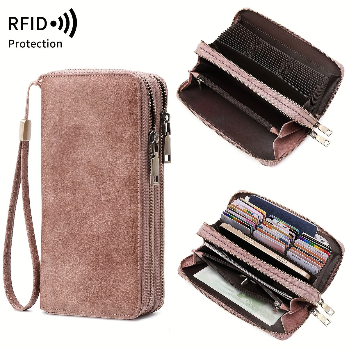 Retro Large Capacity Wallet with RFID Blocking