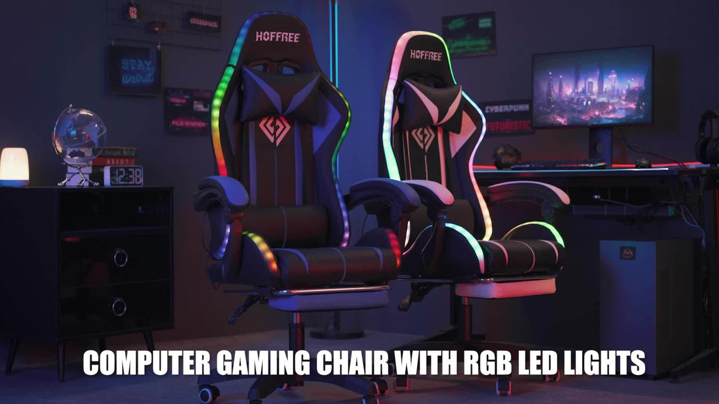LED Gaming Chair With Wireless Speakers And Massage