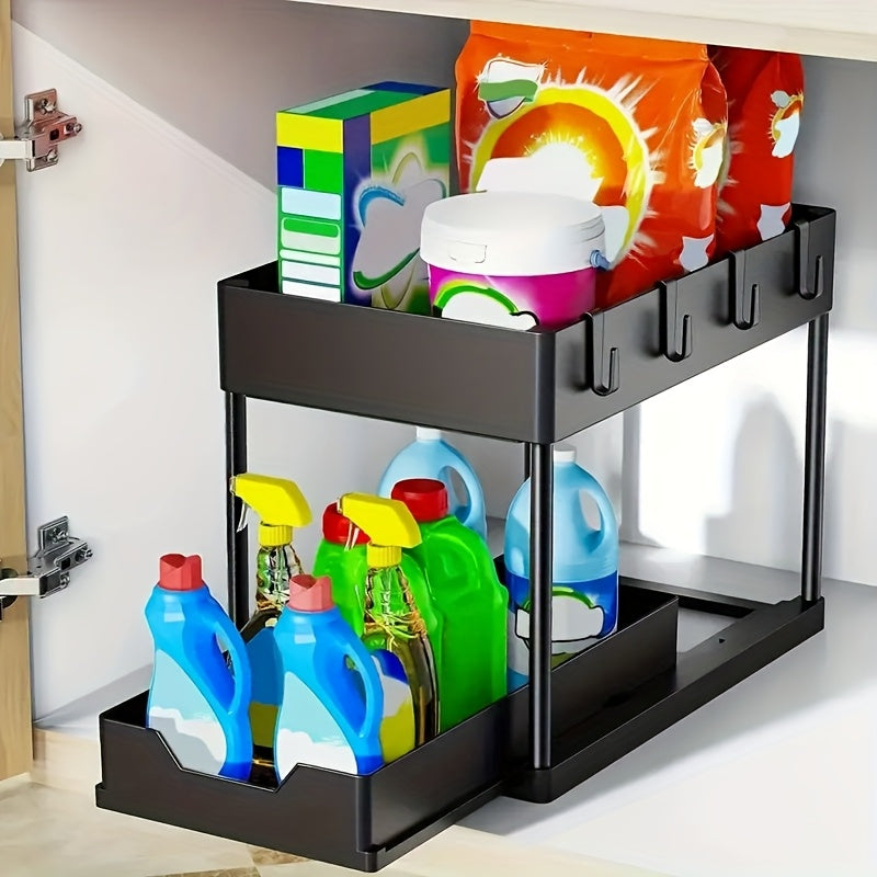 expandable under sink organizer adjustable width shelf