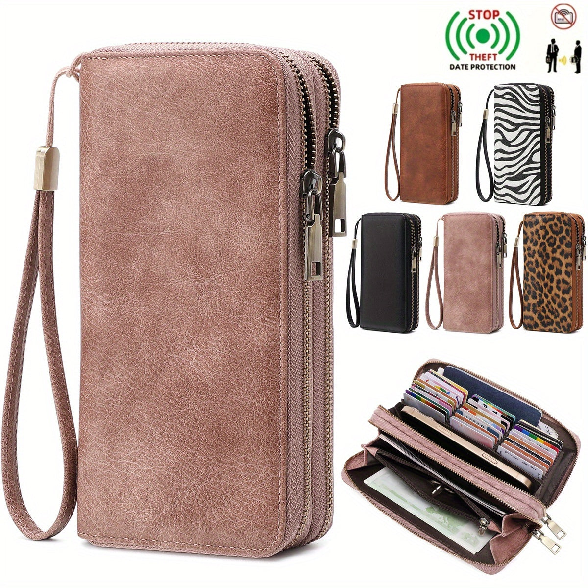 Retro Large Capacity Wallet with RFID Blocking