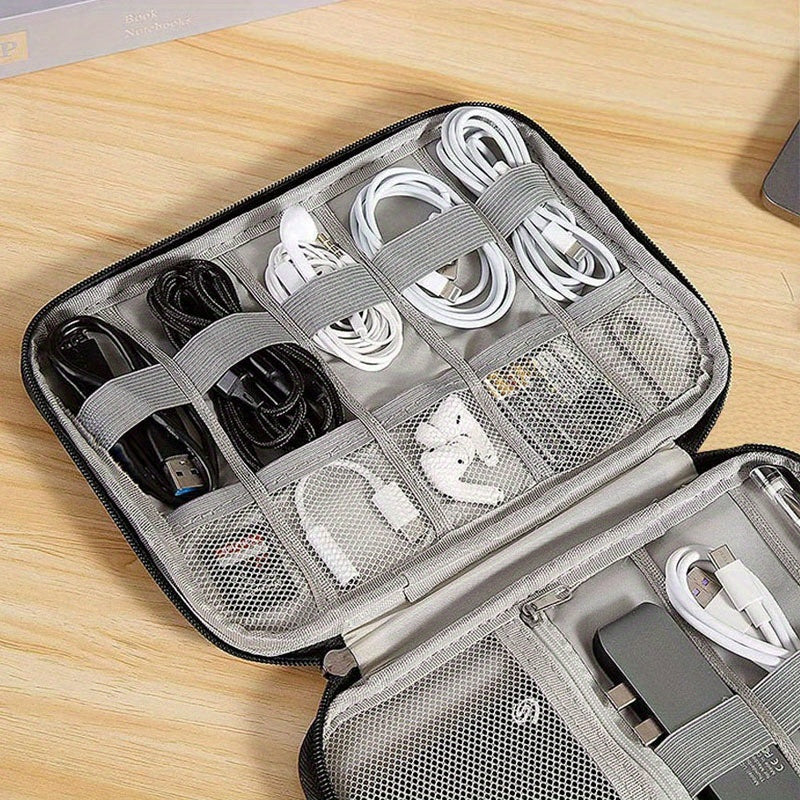 avel cable organizer case open with charging cords and electronic accessories