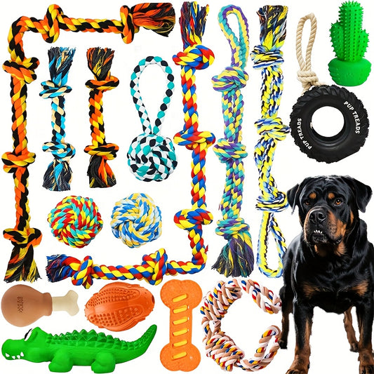 Large dog chew toy set for tough chewers