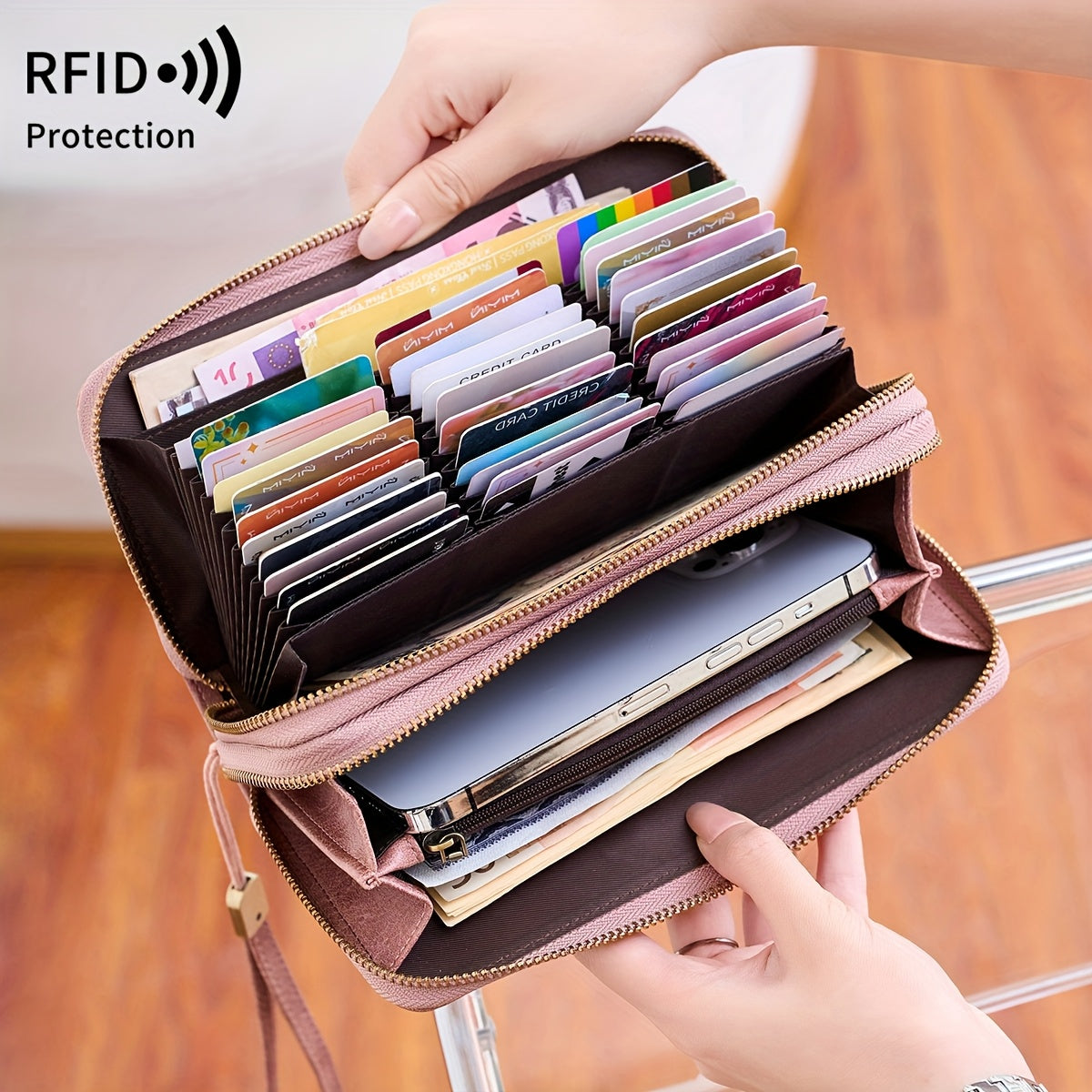 Retro Large Capacity Wallet with RFID Blocking