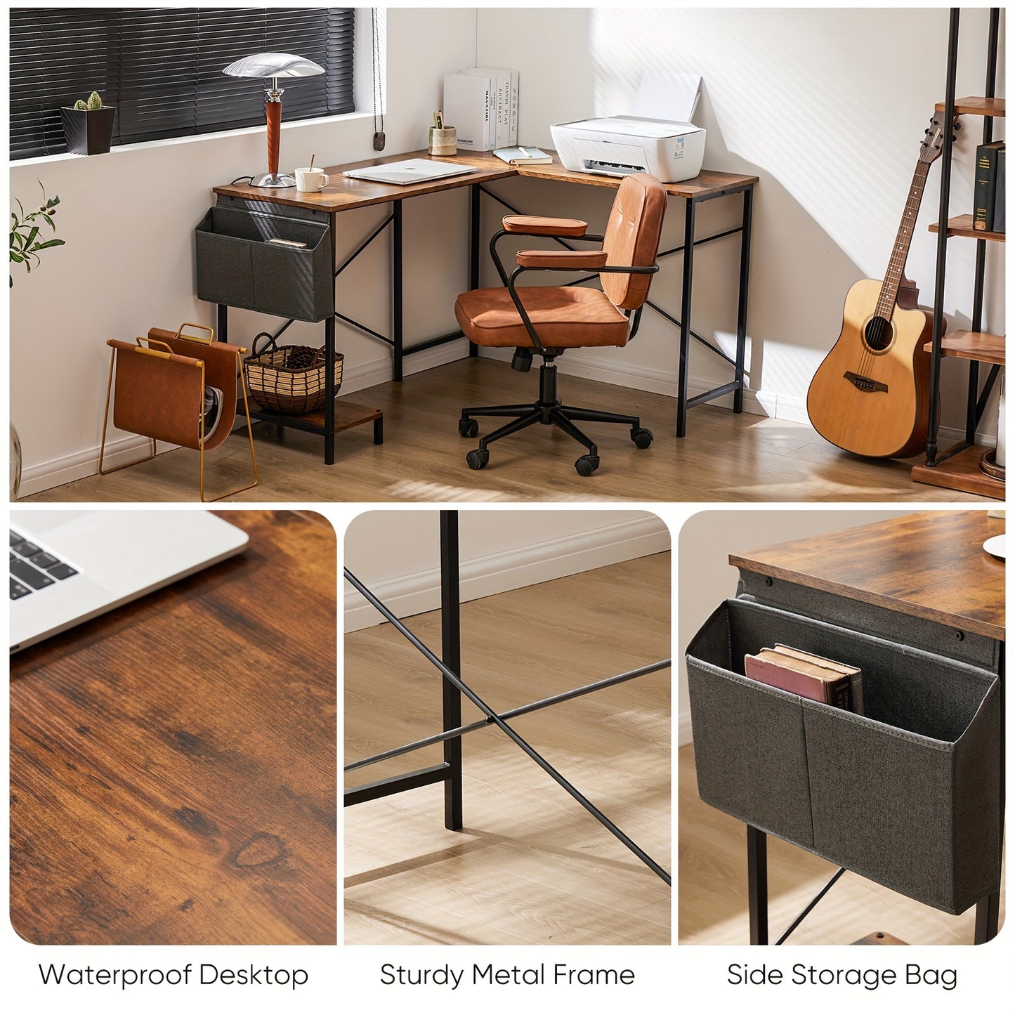 L-Shaped Wooden Gaming Desk
