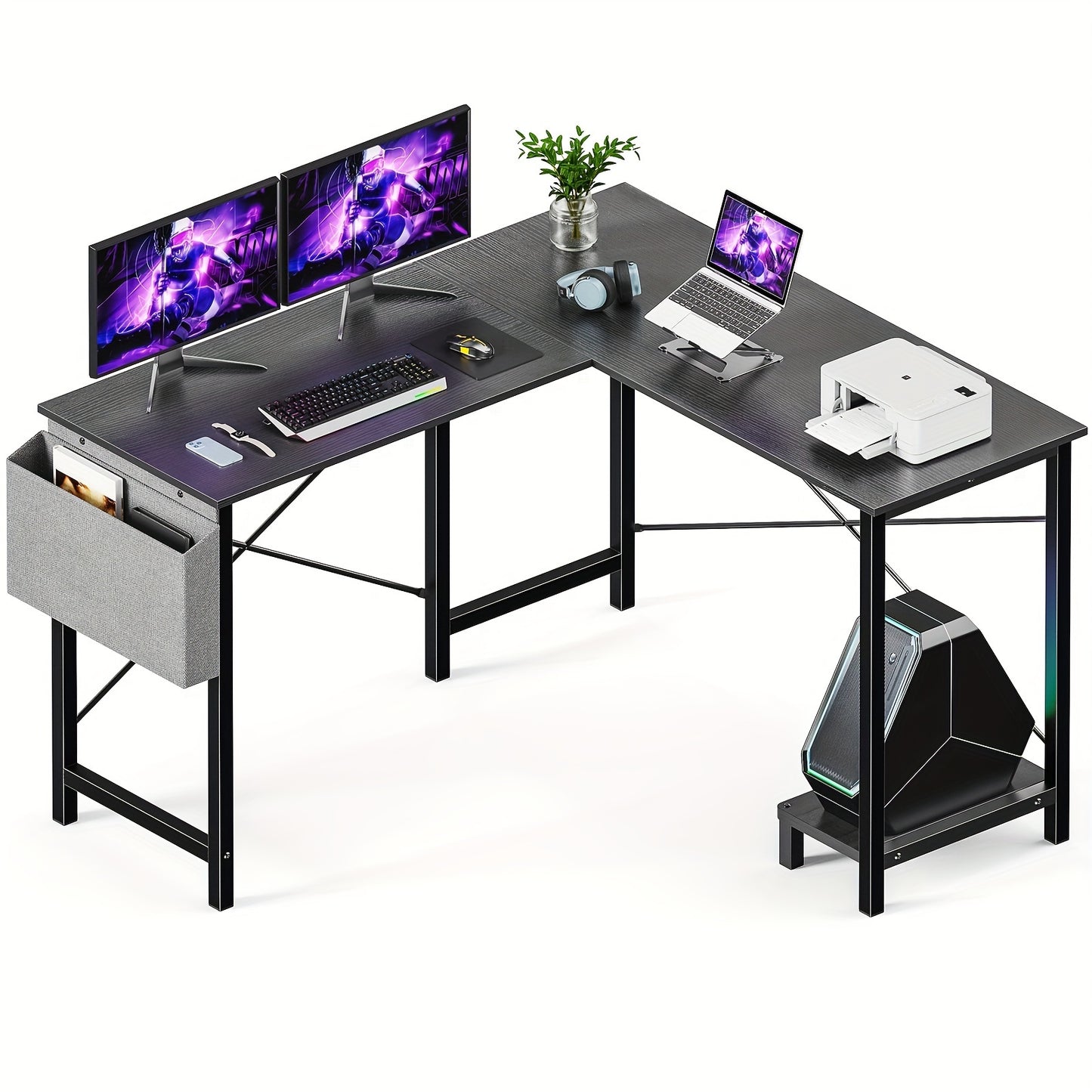 L-Shaped Wooden Gaming Desk
