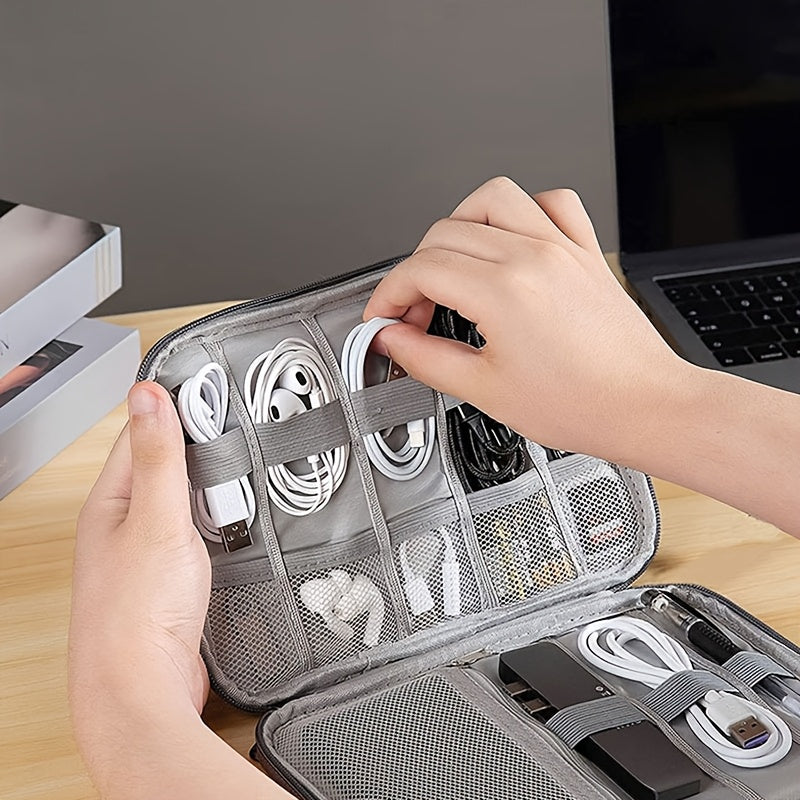 travel cable organizer case interior compartments for chargers and cables