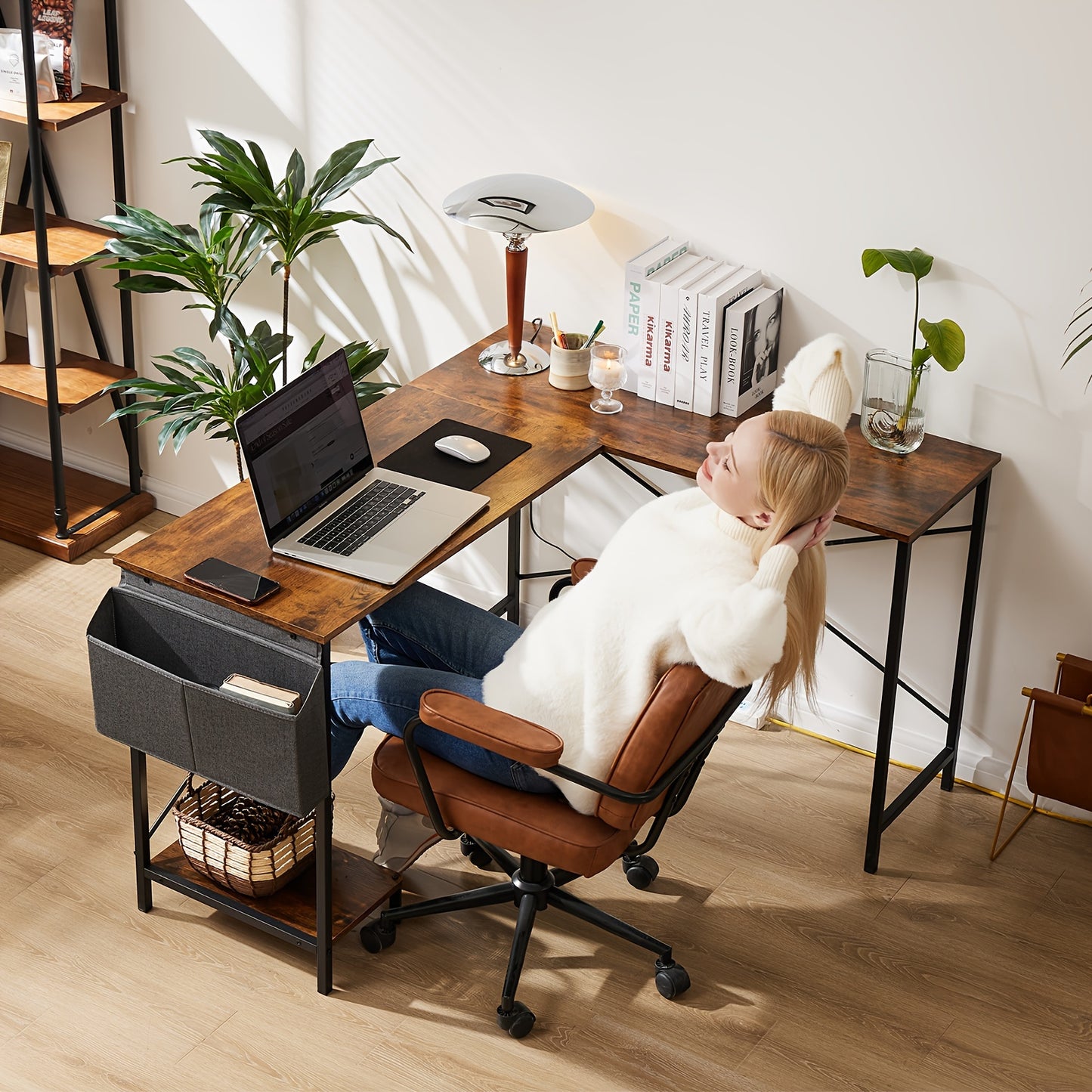 L-Shaped Wooden Gaming Desk