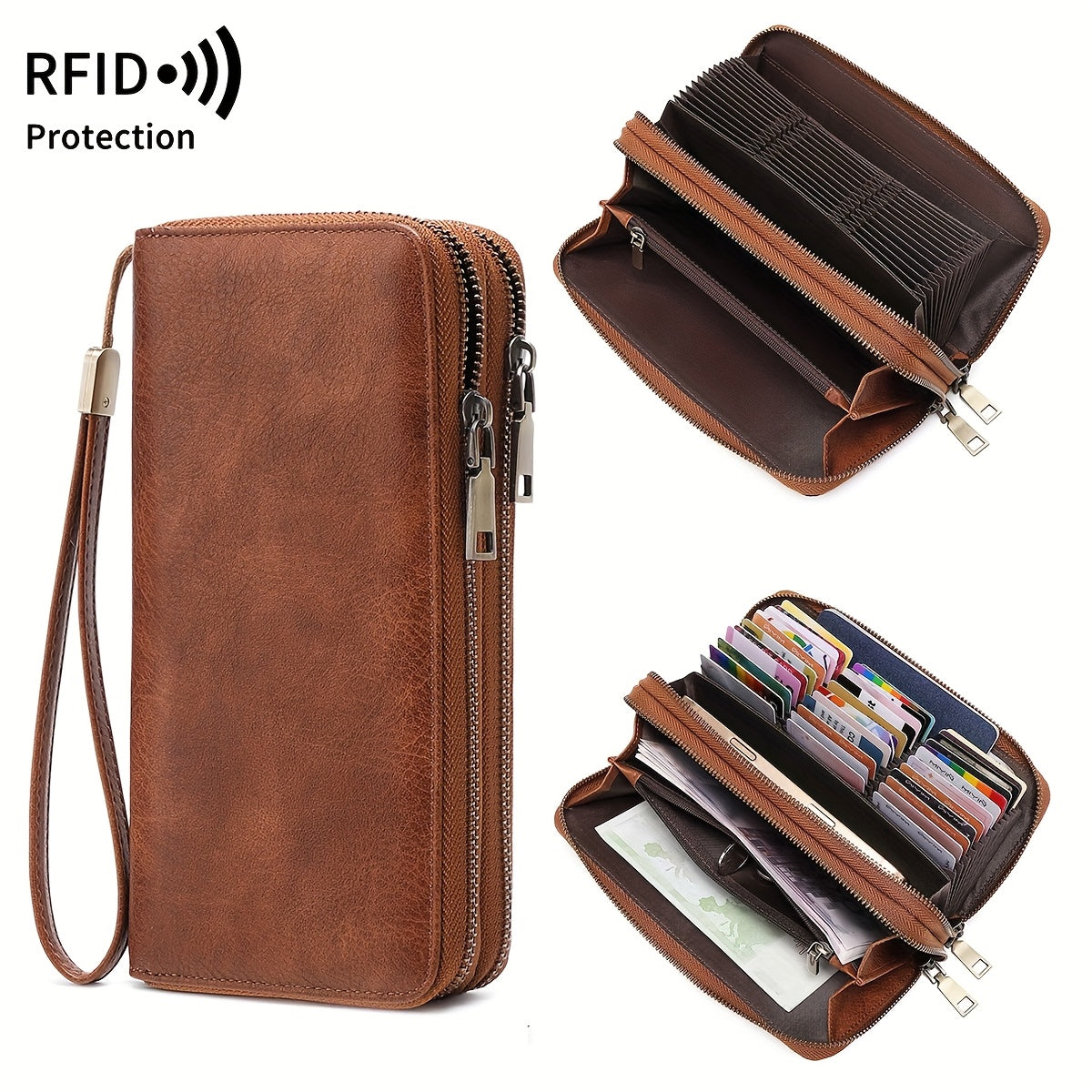 Retro Large Capacity Wallet with RFID Blocking