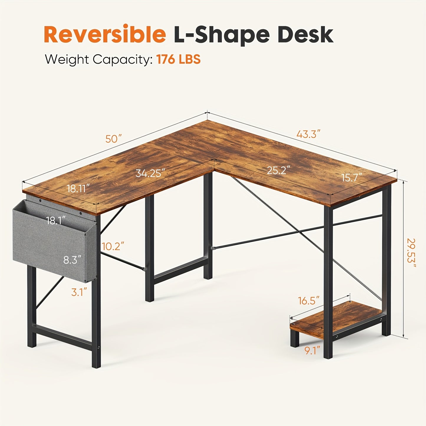 L-Shaped Wooden Gaming Desk