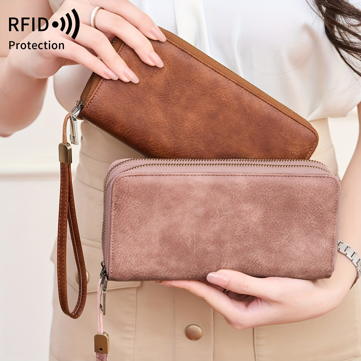 Retro Large Capacity Wallet with RFID Blocking