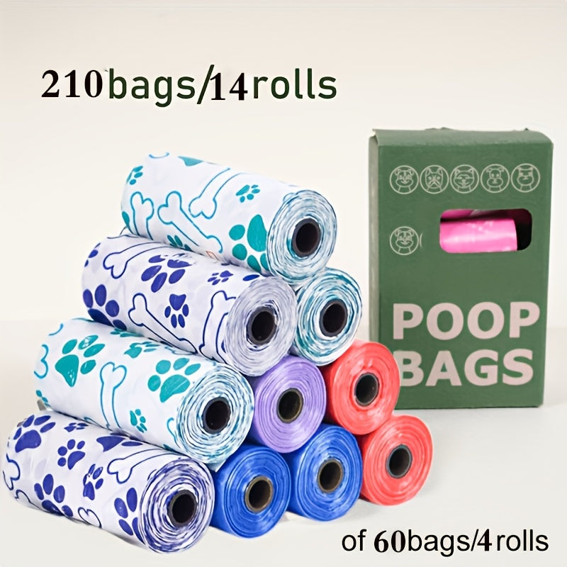 Colorful dog poop bag rolls in multiple designs