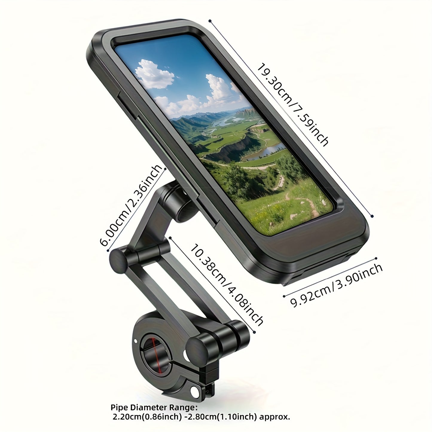 Motorcycle handlebar phone mount locking clamp detail
