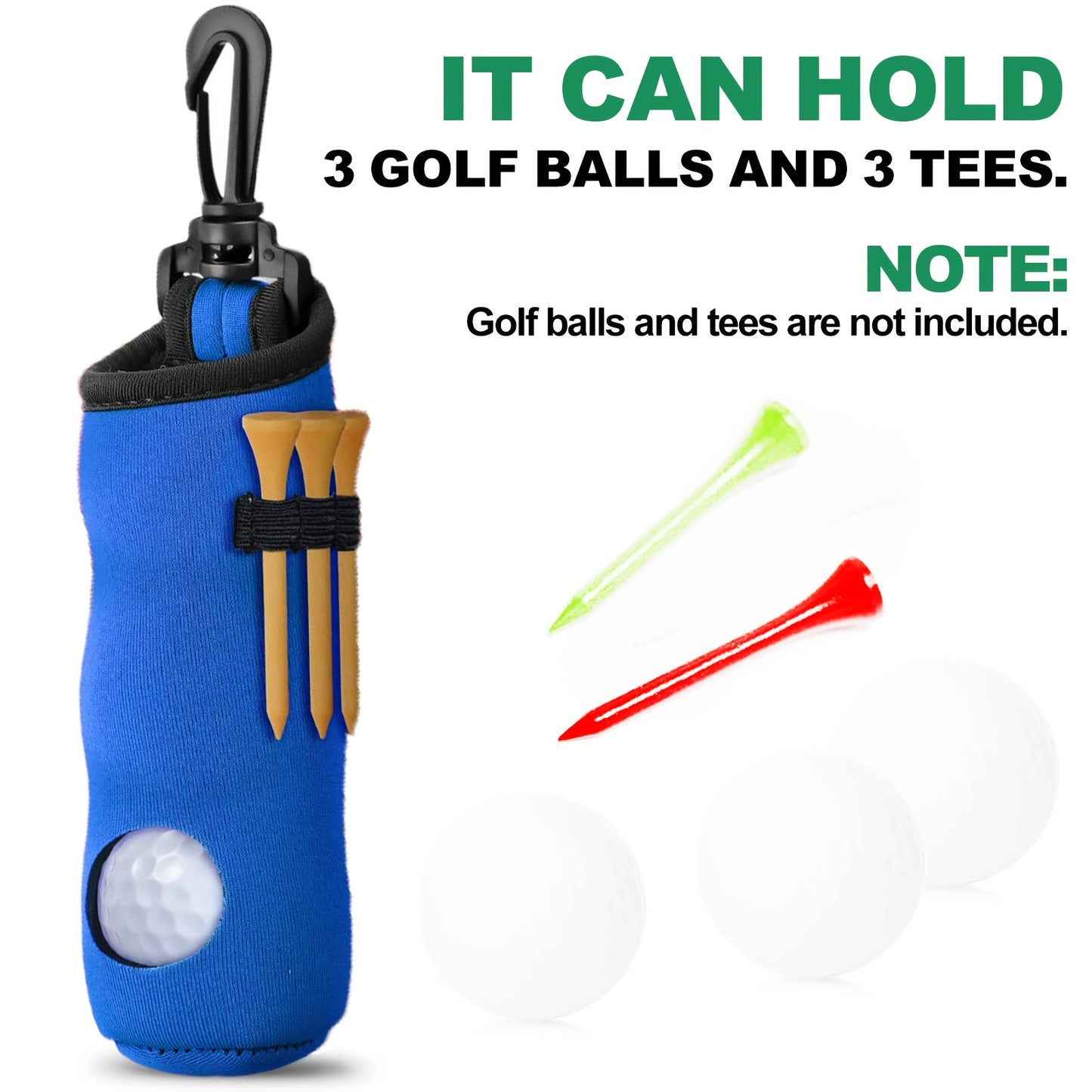 Neoprene Golf Ball Holder Pouch with Hook – Portable Golf Accessory Bag
