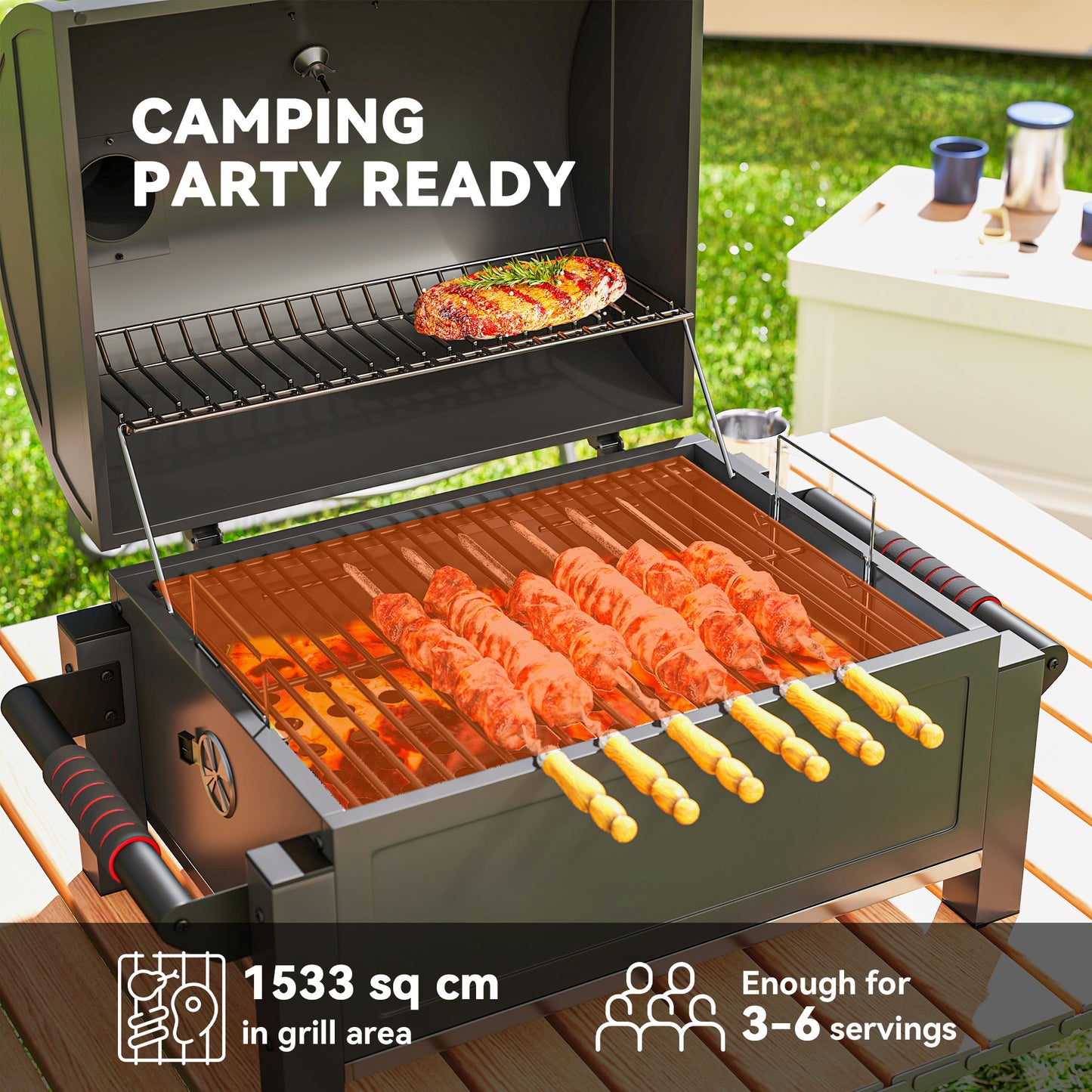Charcoal Smoker with 235 sq.in. Cooking Area