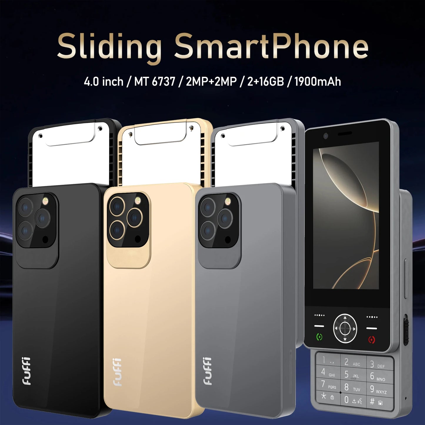 4.0 Inch Dual SIM Slider Phone with Keypad
