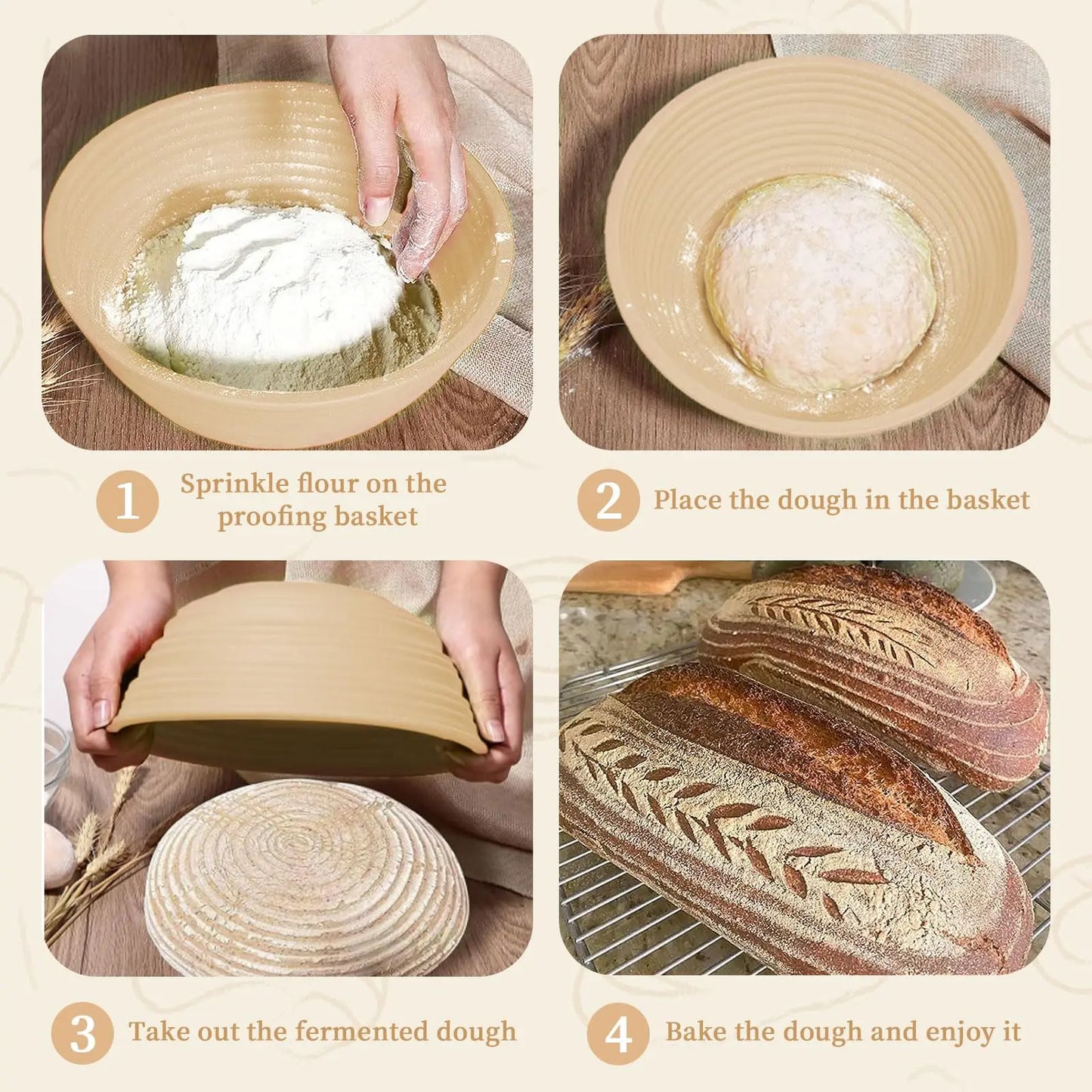 Foldable Silicone Sourdough Bread Proofing Baskets