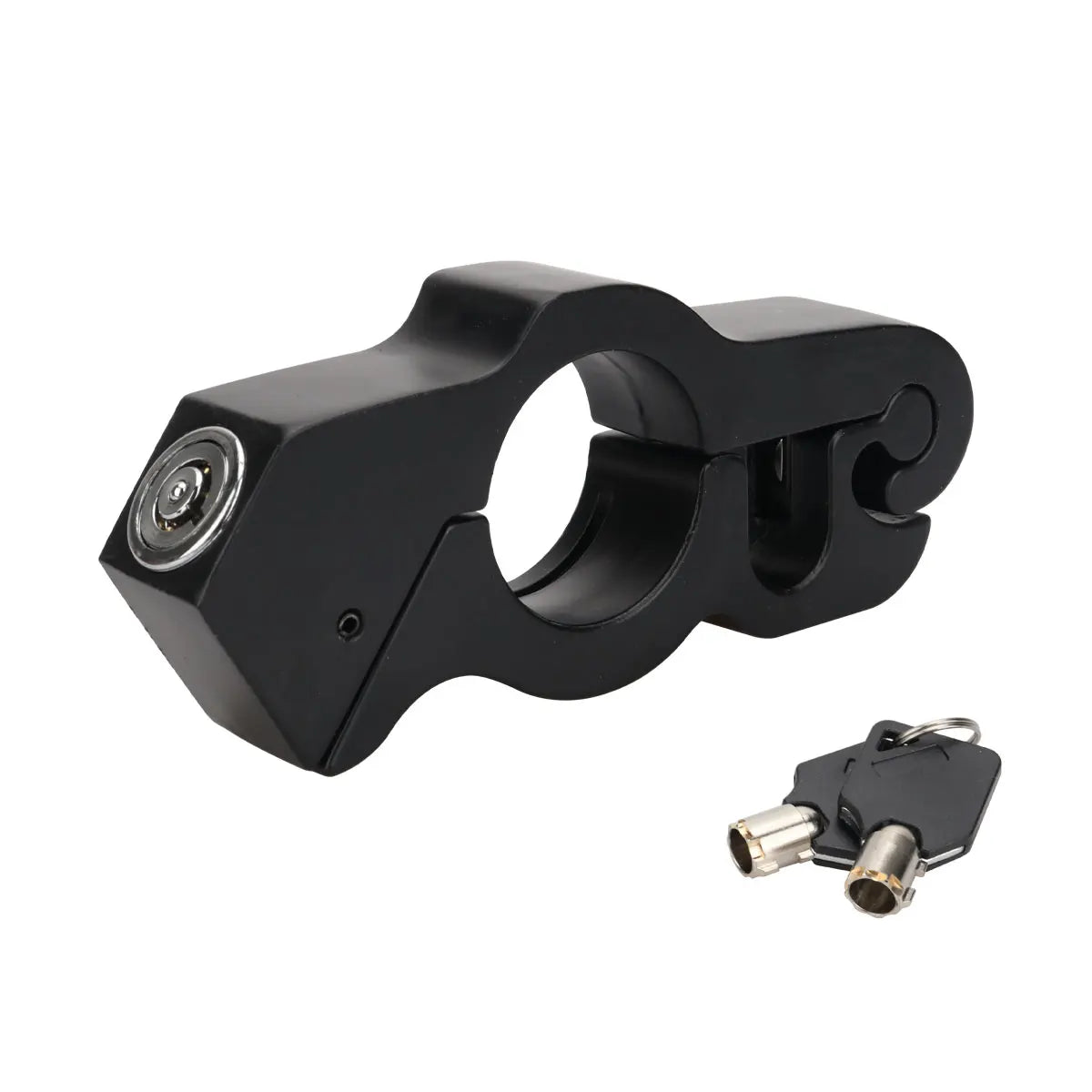 Compact motorcycle handlebar brake lock with metal construction