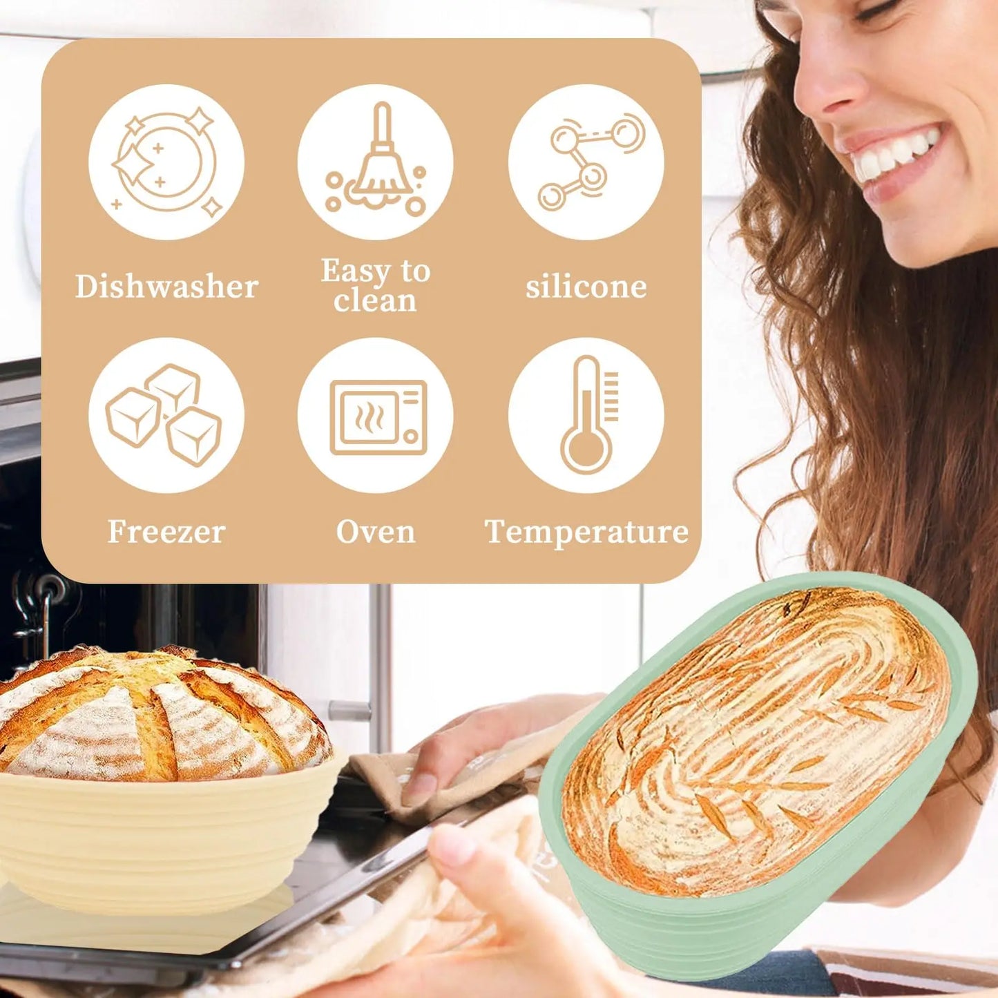 Foldable Silicone Sourdough Bread Proofing Baskets