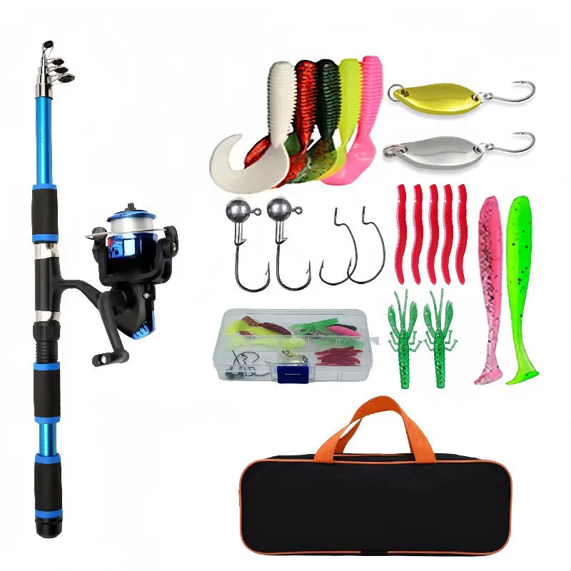 Fishing Pole Set Full Kit With Telescopic Fishing Rod