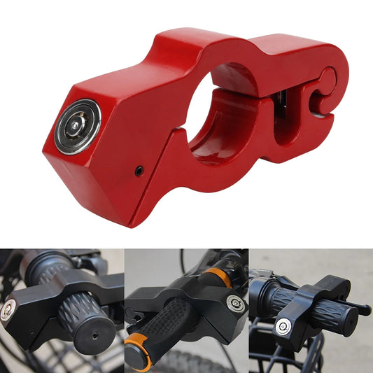 Motorcycle brake lever lock installed on handlebar for anti-theft protection