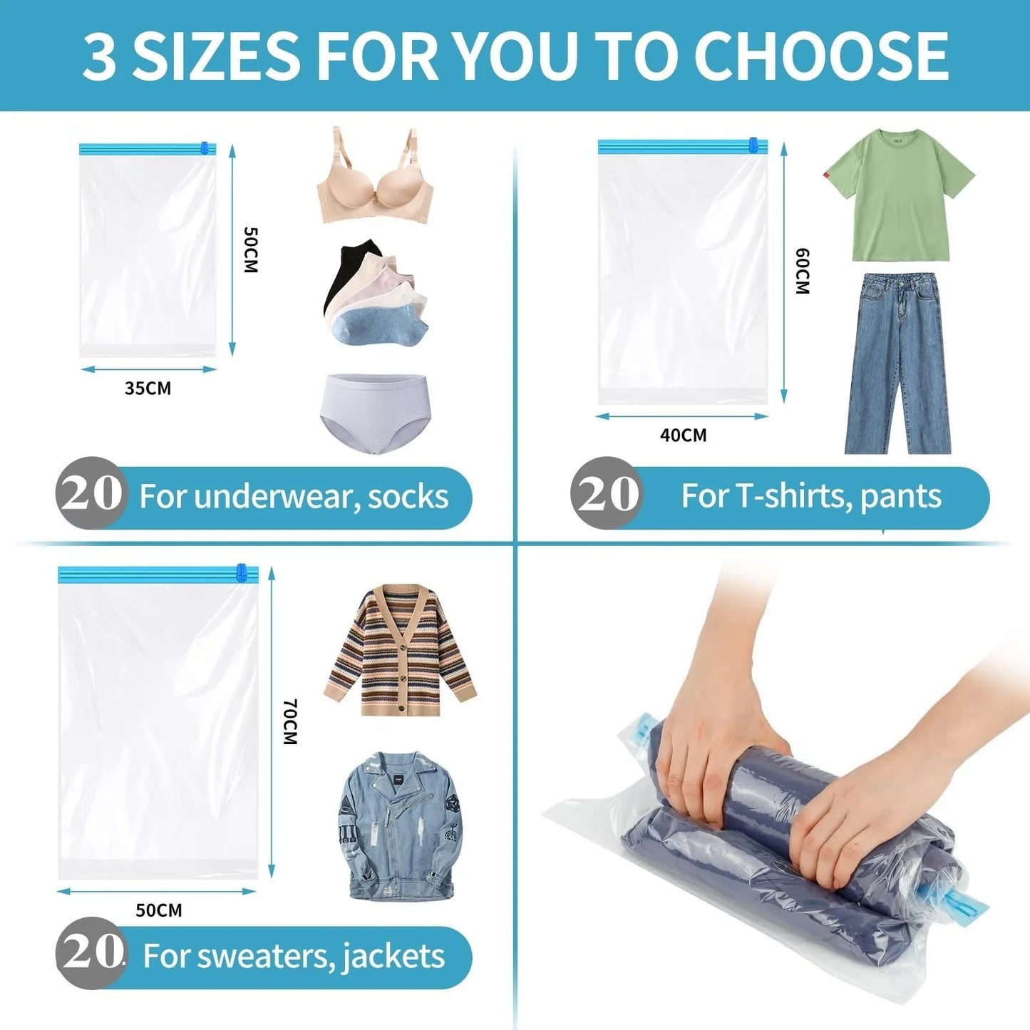 Roll Up Travel Space Saver Storage Bags - Cruise Ship Essentials