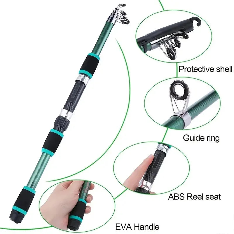 Fishing Pole Set Full Kit With Telescopic Fishing Rod