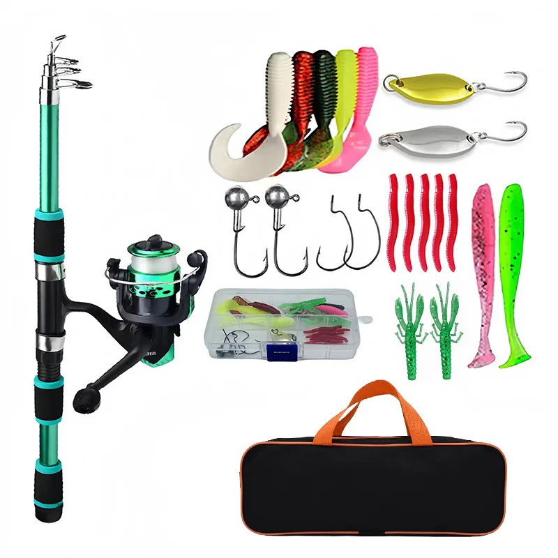 Fishing Pole Set Full Kit With Telescopic Fishing Rod