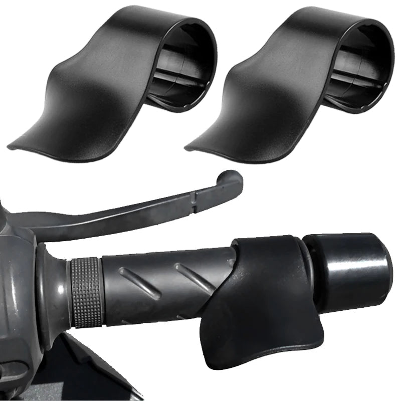 Close-up of thumb-style throttle assist reducing wrist strain