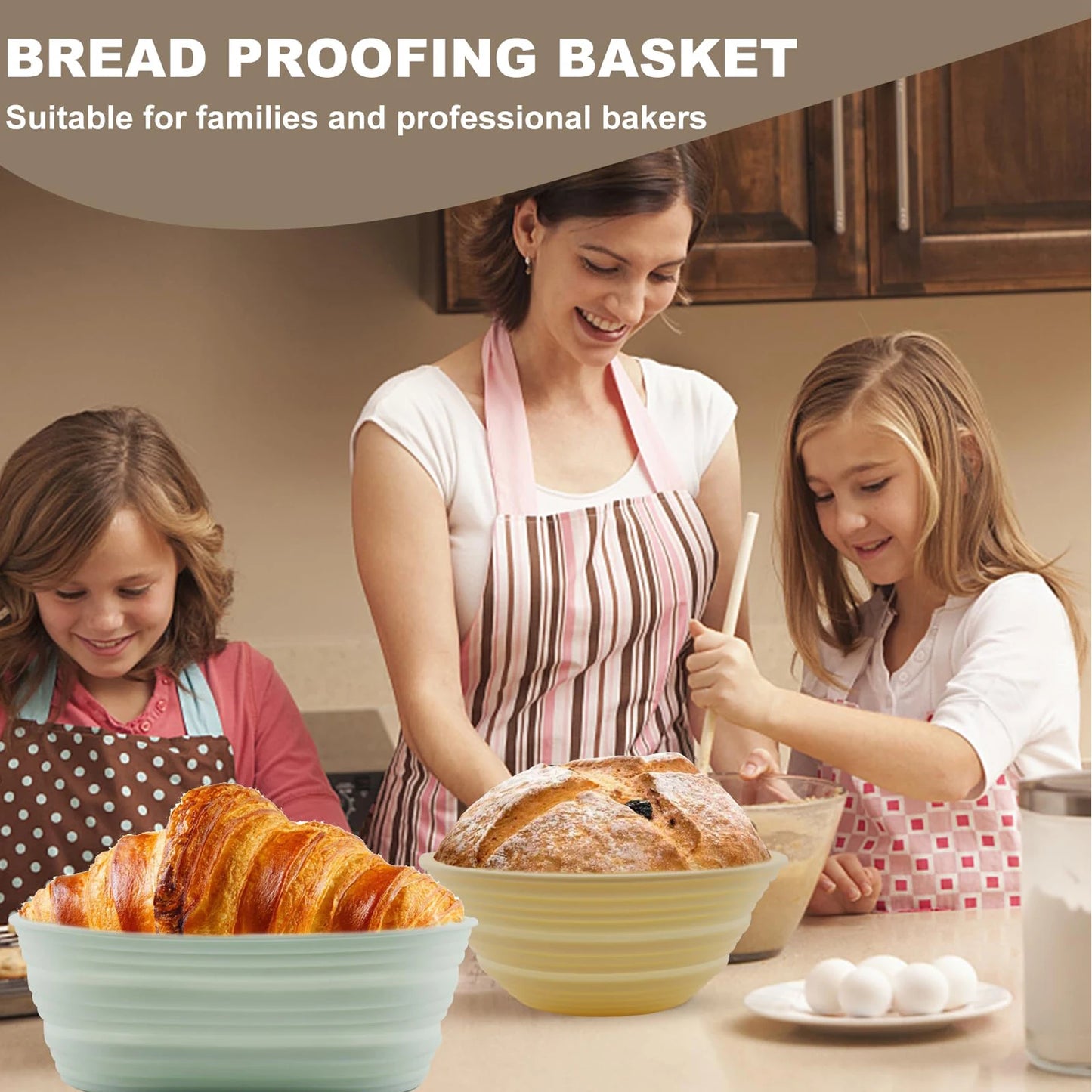 Foldable Silicone Sourdough Bread Proofing Baskets