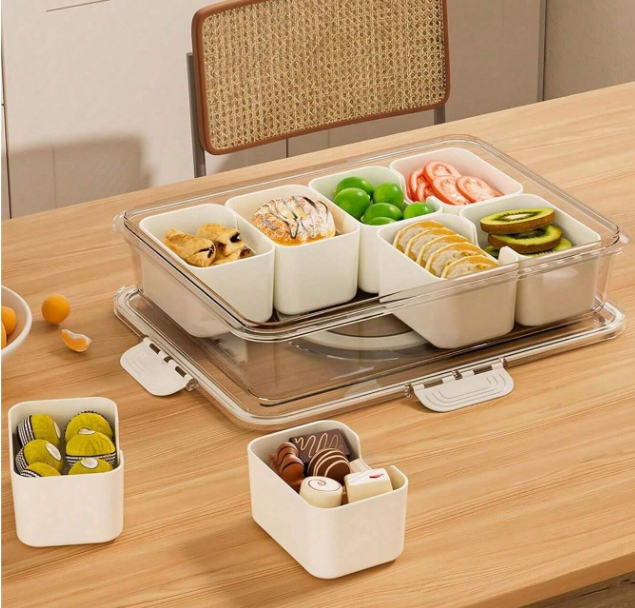 Divided Serving Tray with Lid – 8 Compartment Snack Organizer