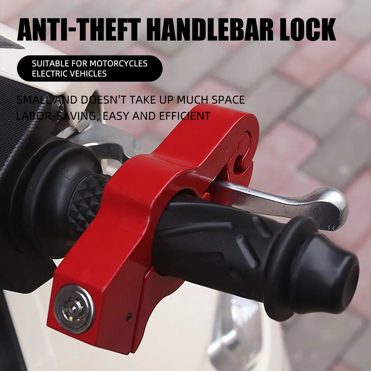 Anti-theft brake lever lock preventing motorcycle from rolling