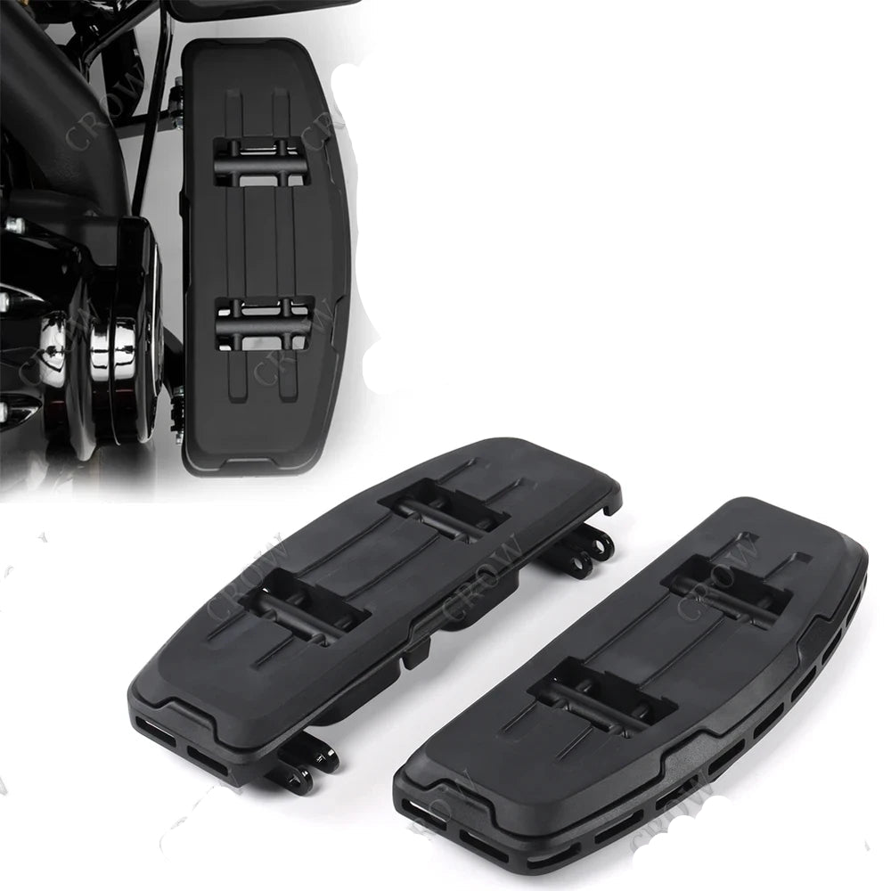 Motorcycle footboard kit close-up showing durable construction