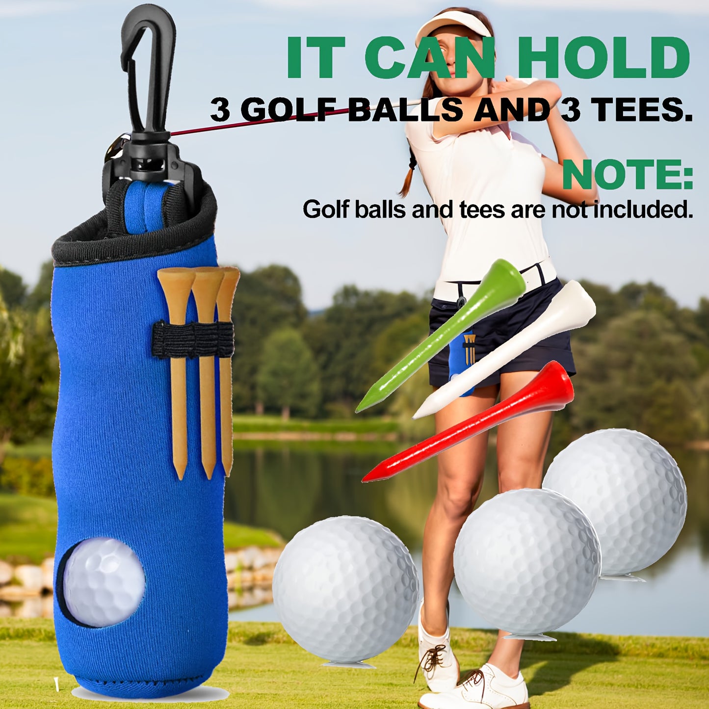 golf pouch holding balls and tees capacity view