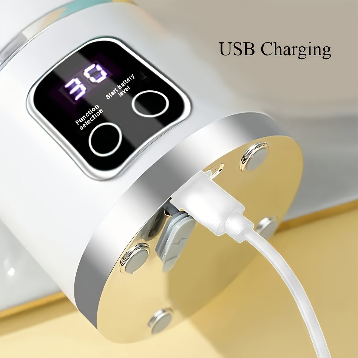 USB rechargeable blender showing control button and base
