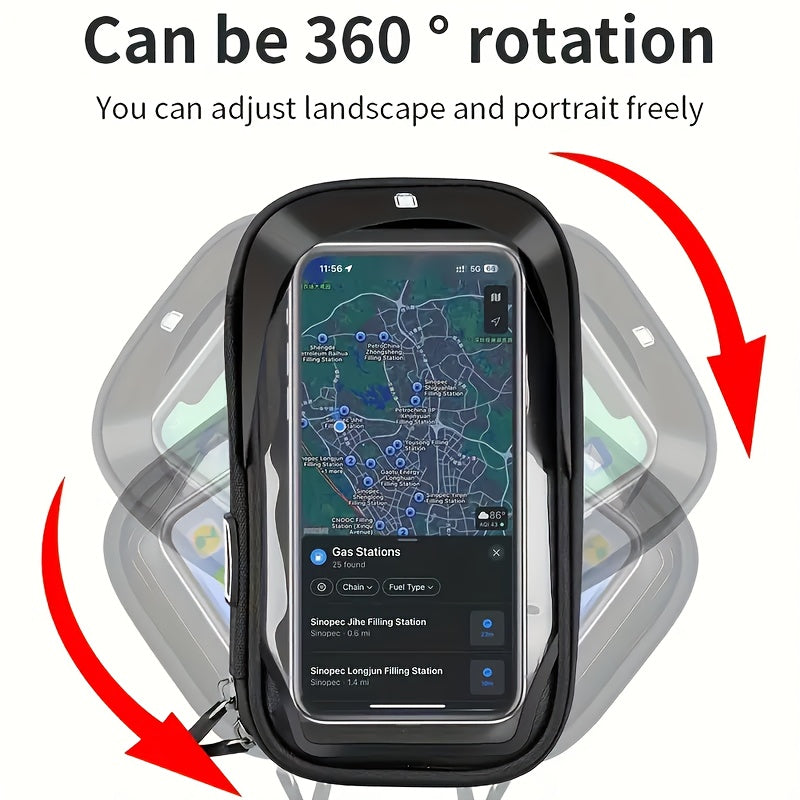 Rotating handlebar phone mount showing adjustable viewing angle