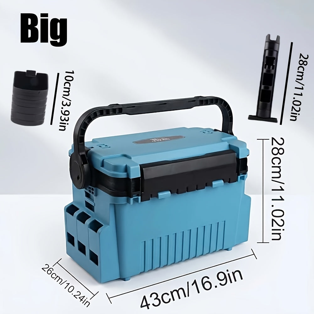 Fishing Tackle Box with Rod and Cup Holders