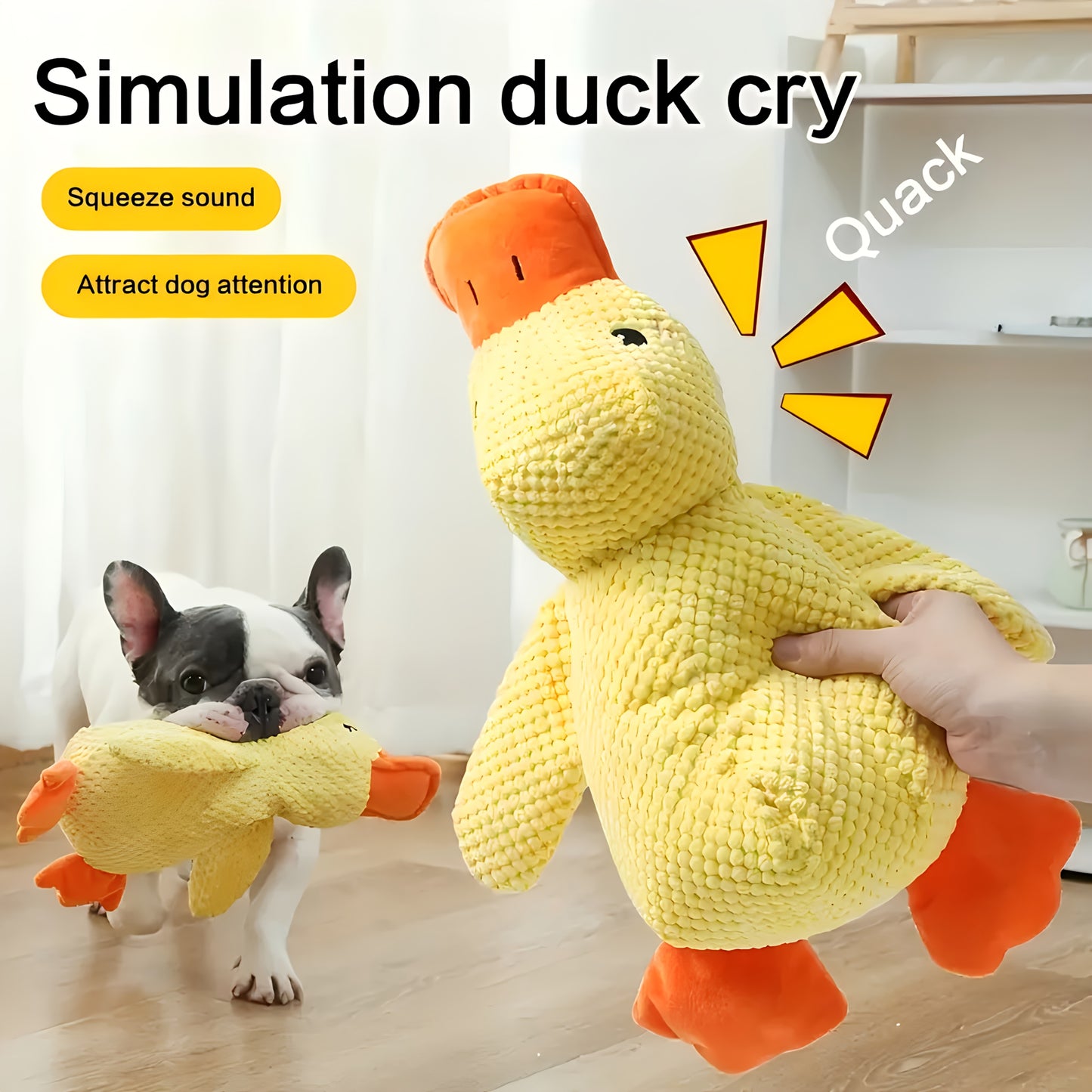 Soft plush duck toy designed for dogs