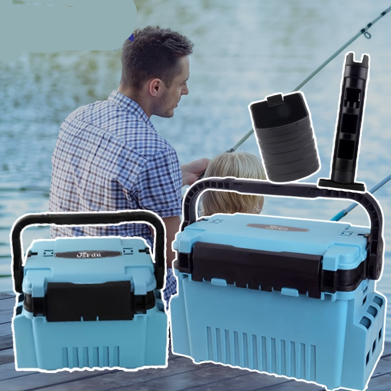 Fishing Tackle Box with Rod and Cup Holders