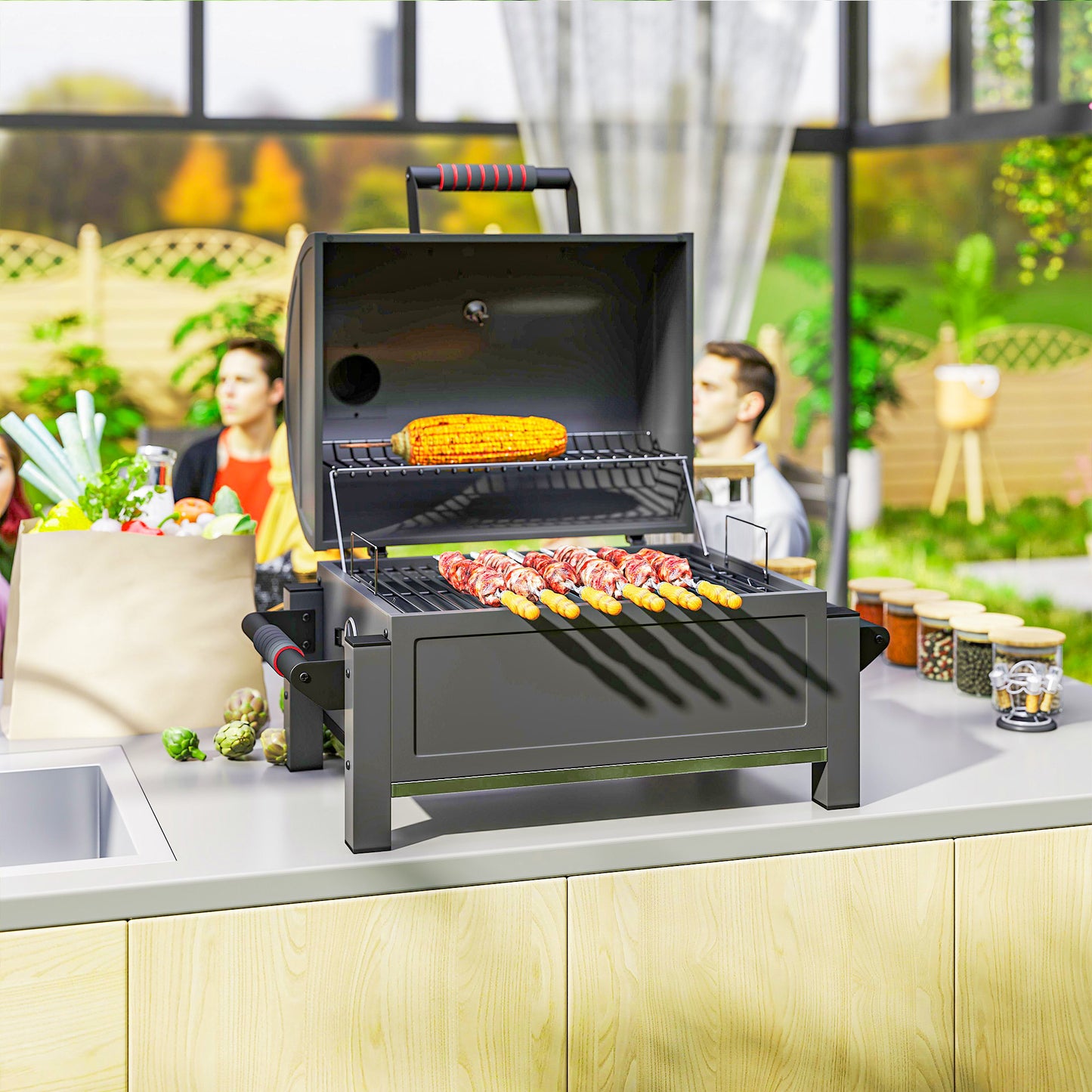 Charcoal Smoker with 235 sq.in. Cooking Area